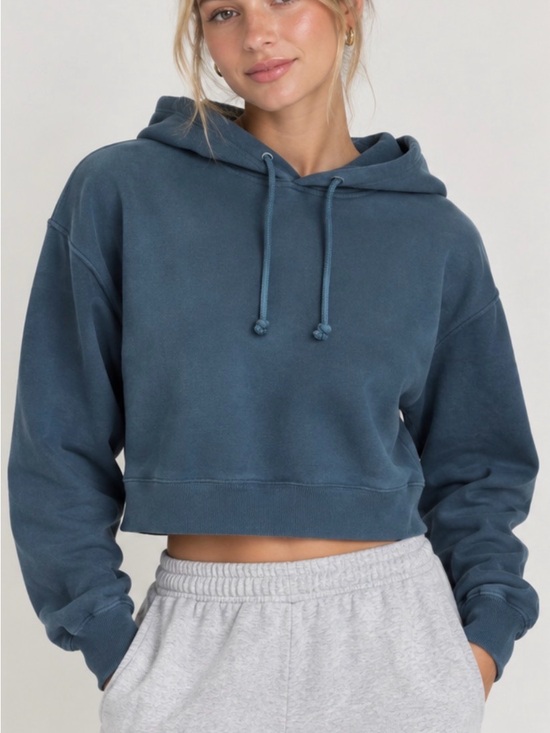 Abercrombie & Fitch Tops - Abercrombie & Fitch Slate Blue Cropped Hoodie XS
